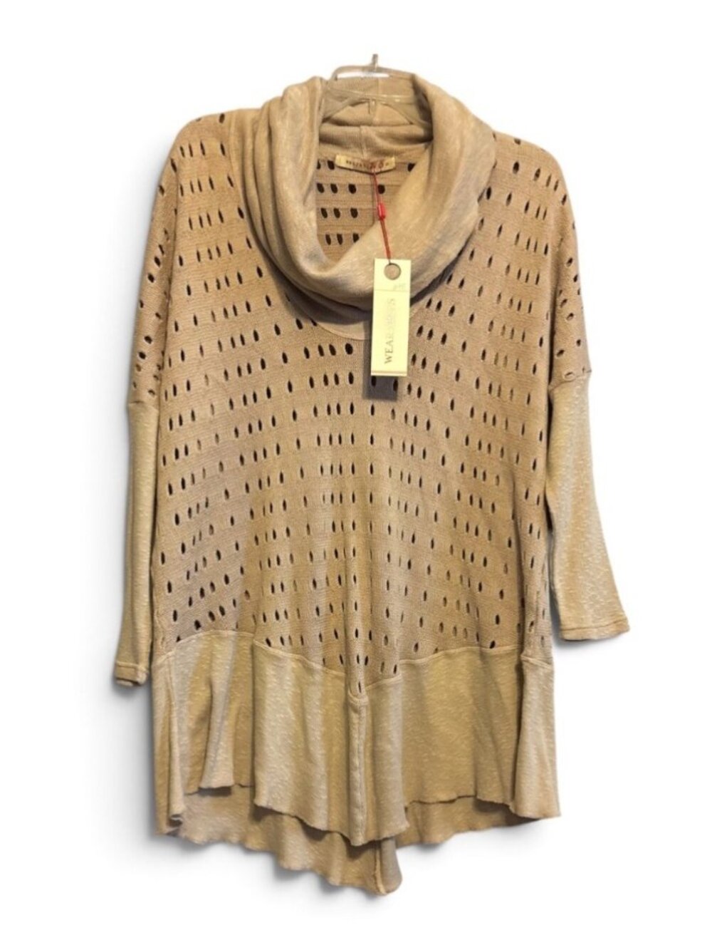Wearables NWT Tan Beige Elegant Women’s Open Weave Sweater Cowl Neck Small
